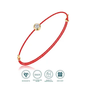 JIUZUAN D Color VVS1 Moissanite Bracelet, GRA Certified, 0.3Ct Lab Diamond, Adjustable Cord in 6 Colors, Elegant Jewelry for Wom
