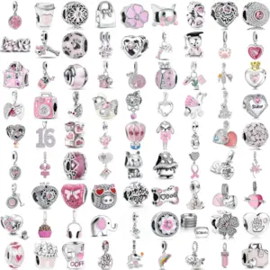 Hot Selling 925 Silver Pink Cake,Dog Paw,Luggage,Cup Bead Pendant Suitable for European Original Bracelet DIY Exquisite Jewelry