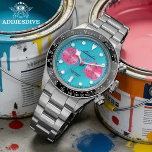 ADDIESDIVE 2026 NEW Multifunctional Chronograph VK64 Quartz Watch Ceramic Bezel Stainless steel Men's Watch Waterproof Luminous