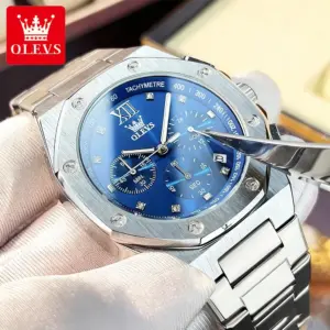 OLEVS Men's Watches Classic Luxury Top Brand Fine Steel Original Quartz Wristwatch for Man Waterproof Luminous Date Chronograph