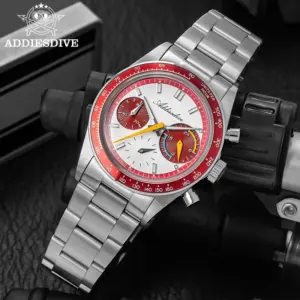 ADDIESDIVE 37mm VK63 Men's Watch Multifunction Chronograph Quartz Watches AD2539 relógio masculino Bubble Mirror Glass NEW Clock