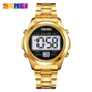 SKMEI Top Brand Stainless Steel Chrono Electronic Sports Watches Mens Waterproof Digital Wristwatch Alarm Date Week Clock 2127