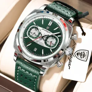 POEDAGAR Original Fashion Men Clock Luminous Waterproof Chronograph Date Watch For Man Luxury Leather Quartz Men's Watches Reloj