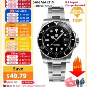 San Martin Upgraded Version 40mm Water Ghost Diver Watch Men Luxury Automatic Mechanical Watches Sapphire Waterproof 200m SN0017