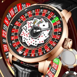 PINDU Designs New NH35A Rotary Roulette Mechanical Watch Men's Diamond Surface Waterproof Leather Men's Watch Montre Homme P6626