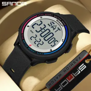 SANDA Men's Watch Multiple Functions Outdoor Sports Stopwatch Waterproof Digital Movement LED Men Wrist Electronic Alarm Watches