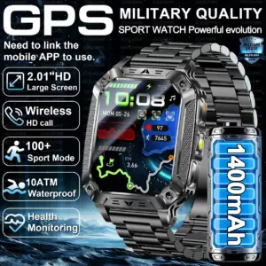 2026 New 1400mAh Super Battery Durable Adult Smart Watch 2.01 inch GPS Trajectory 10ATM Waterproof BT Call Sports Smartwatch Men