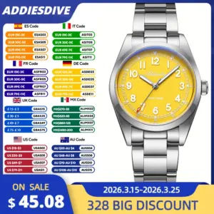 ADDIESDIVE Luxury Quartz Wristwatch Waterproof BGW9 Luminous Men Watch Sapphire Glass Leisure AD2521 Stainless Steel Watch