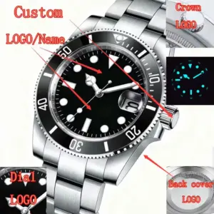 DIY Custom Automatic Watch Logo For Man High Quality NH35 Diving Mechanical Watches Sapphire Waterproof Ceramic Bezel 120 Click