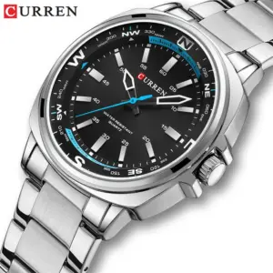 CURREN 8455 Men's Fashion Quartz Watch Business Stainless Steel Strap Night Light Waterproof Luxury Men's Watch reloj hombre