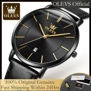 OLEVS 5869 Quartz Watch for Men Ultra Thin 6.5mm Minimalist Waterproof Date Bussiness Man Watch Simple Fashion Men's Wristwtach