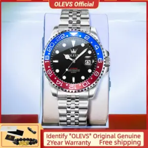 OLEVS 5657 Original Brand Men's Watch Business Dress Wristwatch Waterproof Calendar Moon phase Quartz Watch Men