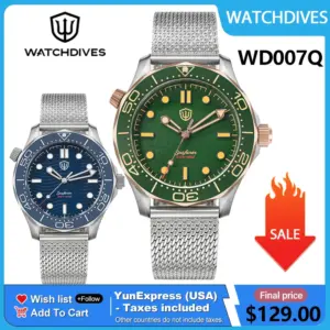 Watchdives WD007Q NTTD 42mm Dive Watch VH31 Sweep Second Quartz Movement Sapphire Super Luminous 200m Waterproof Men Watches