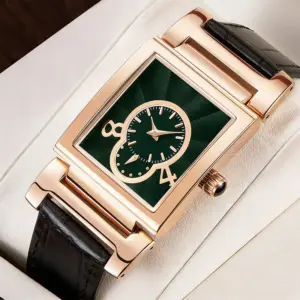 New men's watch - unique and creative stylish dial - trendy men's waterproof quartz leather wristwatch