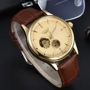 LONGLUX automatic watch elegant style wholesale mechanical wristwatches skeleton rome waterproof mens watch men gift