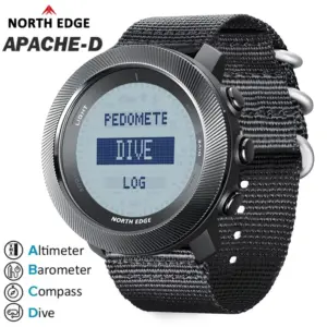NORTH EDG APACHE-D Men's Digital Free Dive Watch Outdoor Sport Watches Altitude Barometer Compass World Time Waterproof 100M